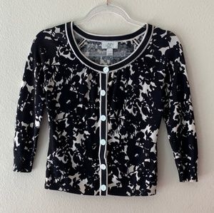Ann Taylor Loft |M| Black & White Floral Cardigan